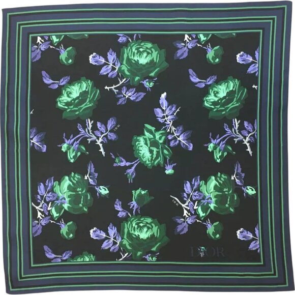 476181BQ (S1) Christian Dior Scarf Flower Multicolor Silk - Picture 1 of 9
